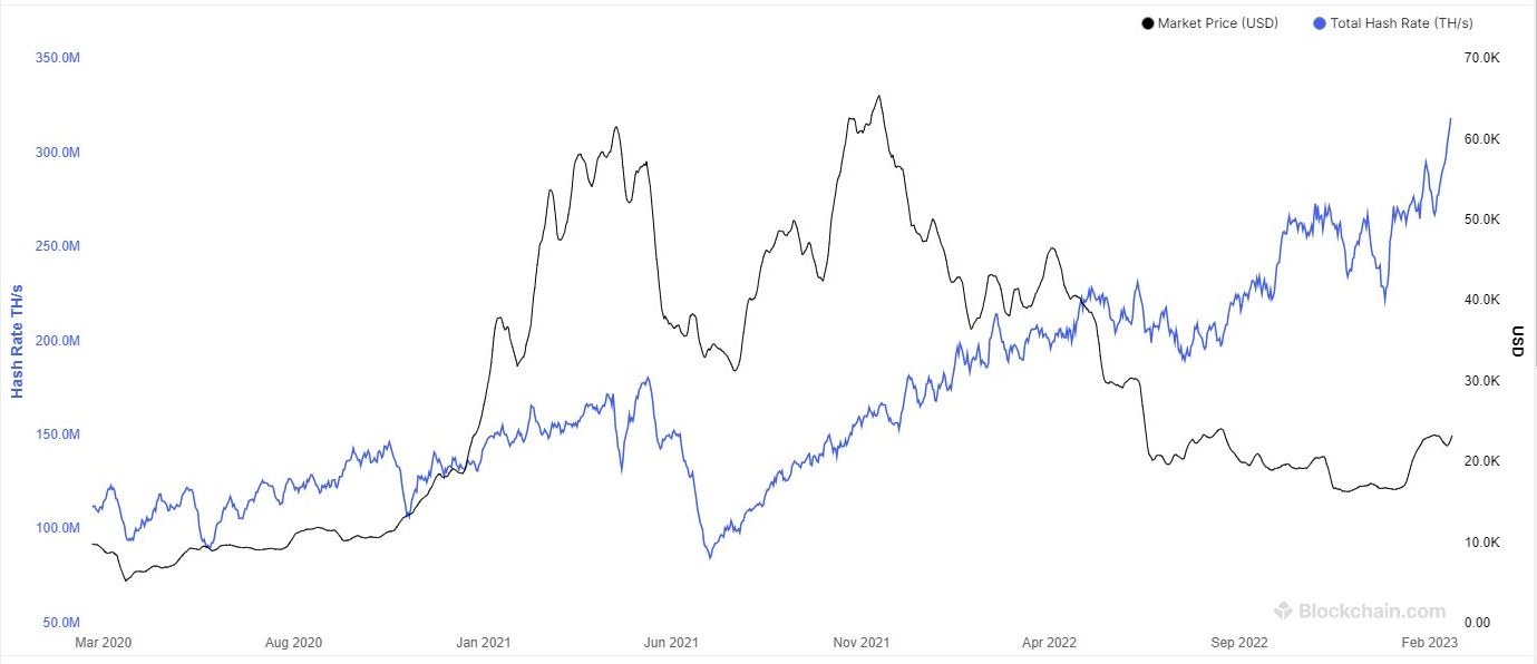 bitcoin hash rate vs price