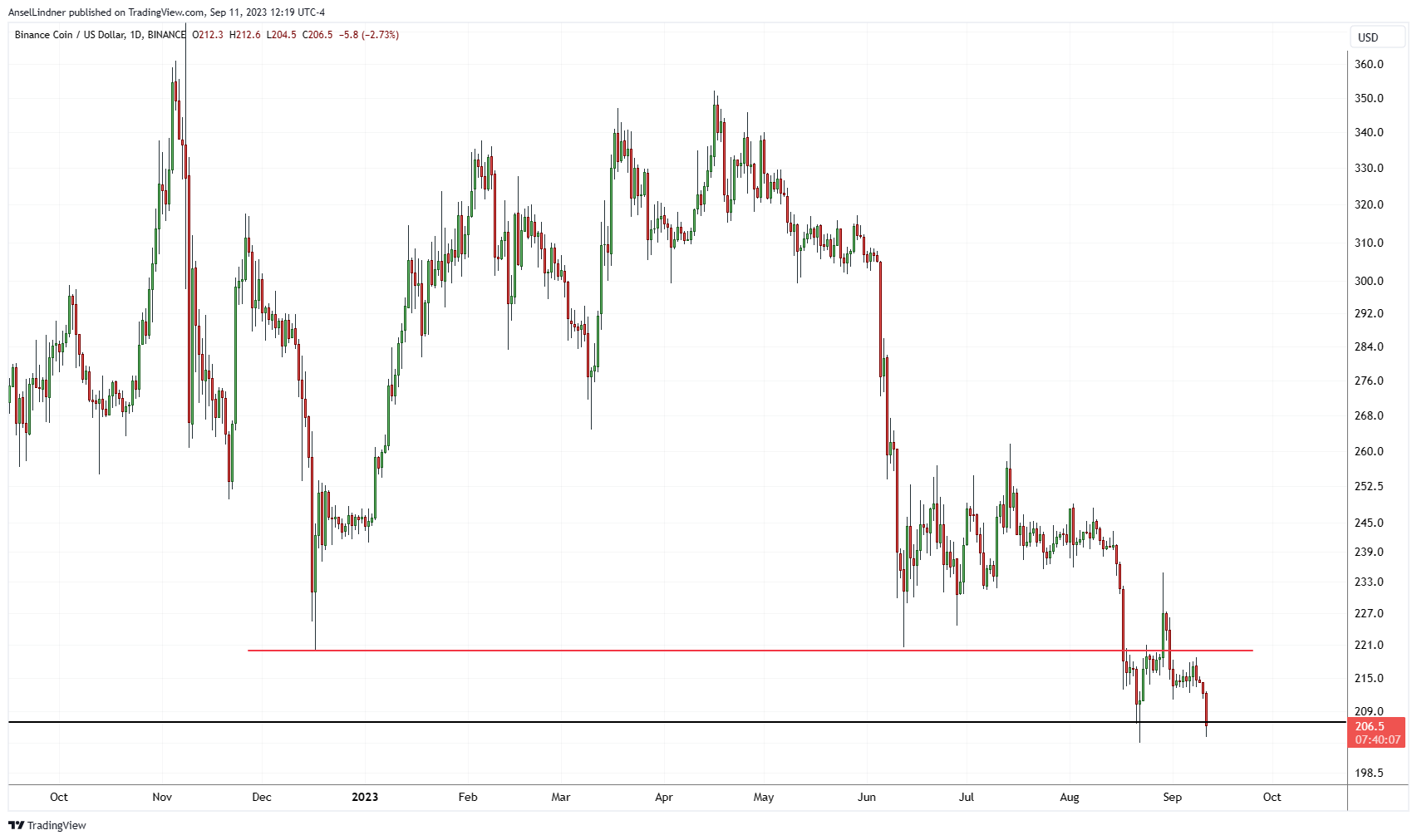 BNB daily chart